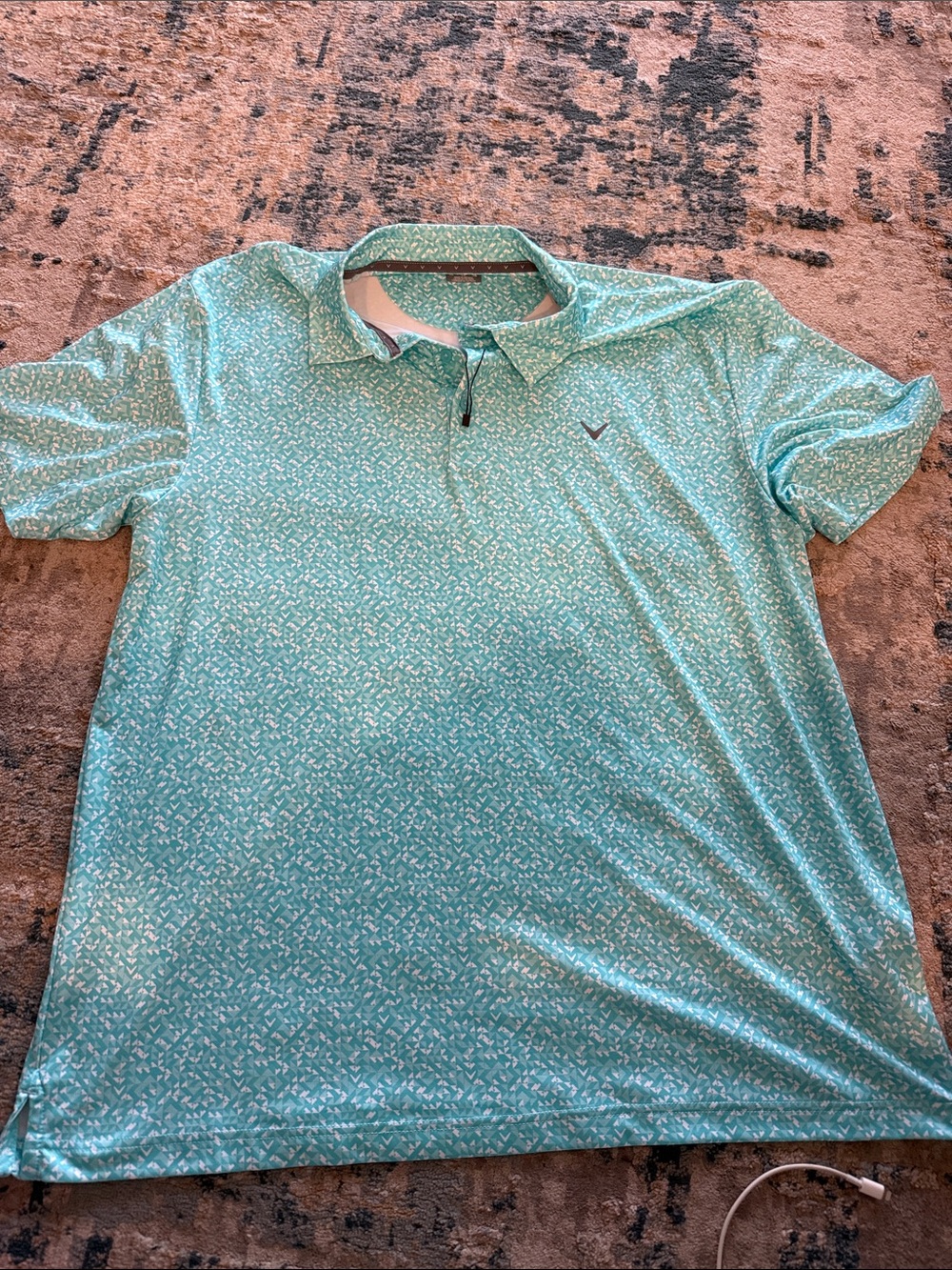 Callaway Teal Patterned Short-Sleeve Golf Polo